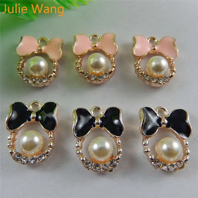 Julie Wang 10 шт. эмаль золотого тона розовый черный галстук сплав подвески мужское