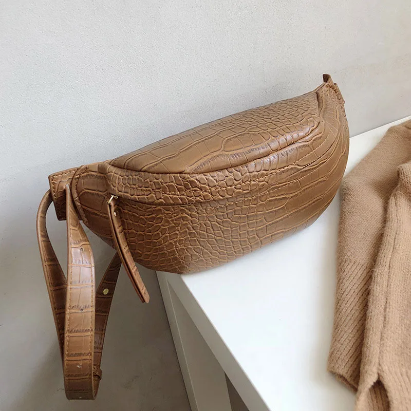 Модные женские нагрудные сумки New Trend Crocodile Messenger Сумка из искусственной кожи Fanny Pack Женские сумки на ремне с бананом - Цвет: Brown Chest Bag