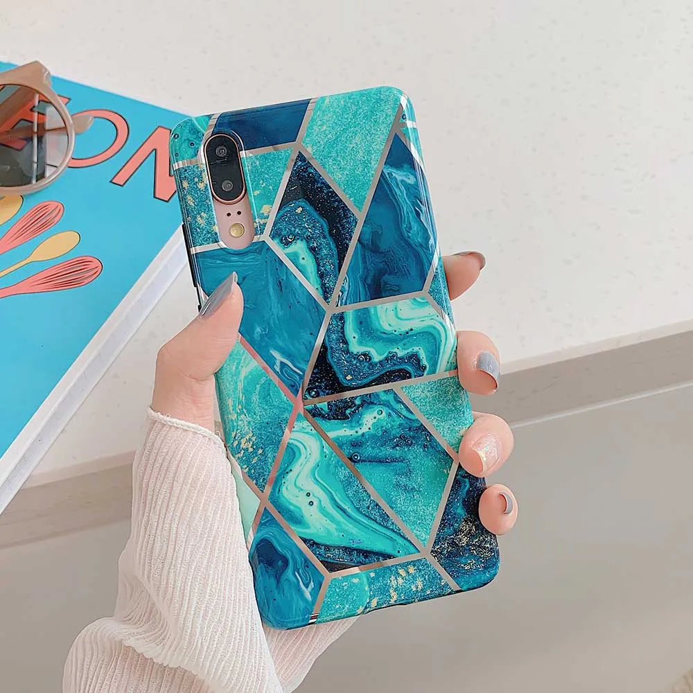 b Чехлы для телефонов LOVECOM с геометрическим мрамором и текстурой для huawei mate 30 P30 P20 Pro Lite mate 20 Lite мягкая задняя крышка с гальваническим покрытием IMD - Цвет: b