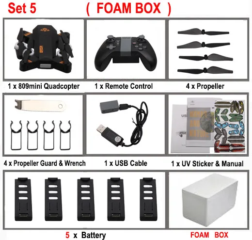 Set5 VISUO XS809MINI селфи Дрон с широким углом 2MP HD камера RC Дрон Профессиональный вертолет WiFi FPV RC Квадрокоптер VS XS809HW - Цвет: Set5