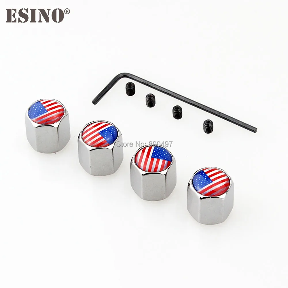 

40 x Car Styling America National Flag Anti-theft Stainless Wheel Tire Valve Stems Caps Car Wheel Tire Stem Air Valve Caps