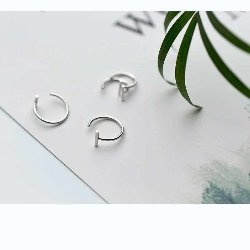 MloveAcc 100% 925 Solid Real Sterling Silver Fashion Tiny Cute Stick Semicircle Stud Earrings for Women Girls Kids Gift Jewelry | Украшения