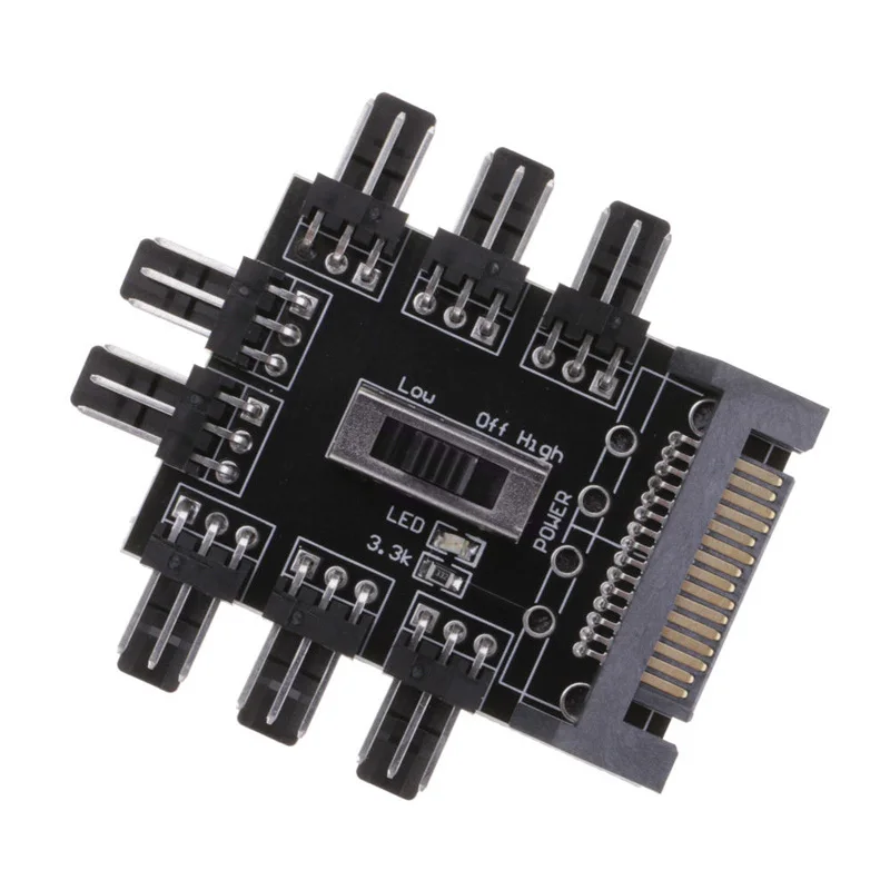 SATA Port 8 Way 3 Pin 12V PC Fan Power Cable Extender Hub Splitter Adapter | Компьютеры и офис