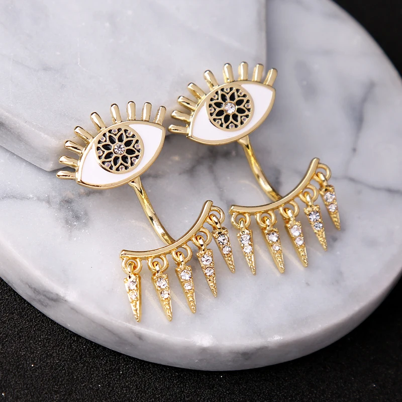KISS ME Cute &amp Chic Enamel Eye Earrings Personalized Convertible Double Side Korean Fashion Accessories | Украшения и