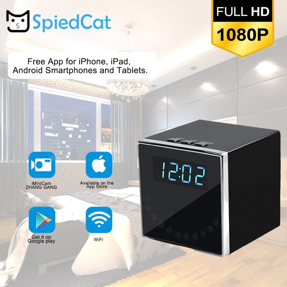 Настольная модель часов 140 градусов 1080P wifi мини беспроводной IP IR ночного видения