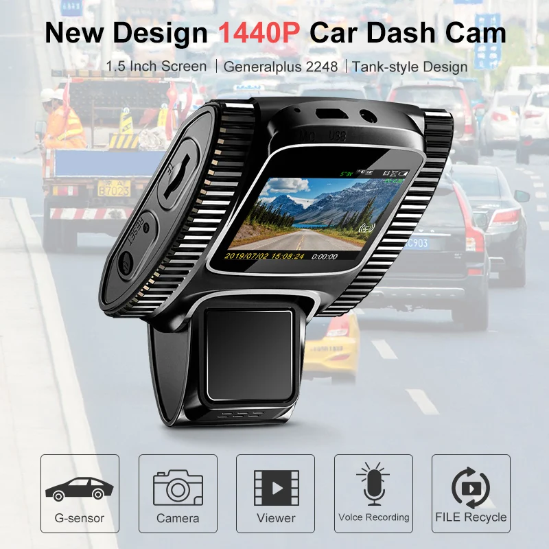 2019 Новый 1 5 дюймов WI FI Автомобильный видеорегистратор Камера HD 2K 1440P Регистраторы