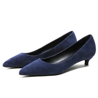 plus size ol office lady shoes kid suede leather low high heels woman shoes pointed toe dress shoes basic pumps women e0084