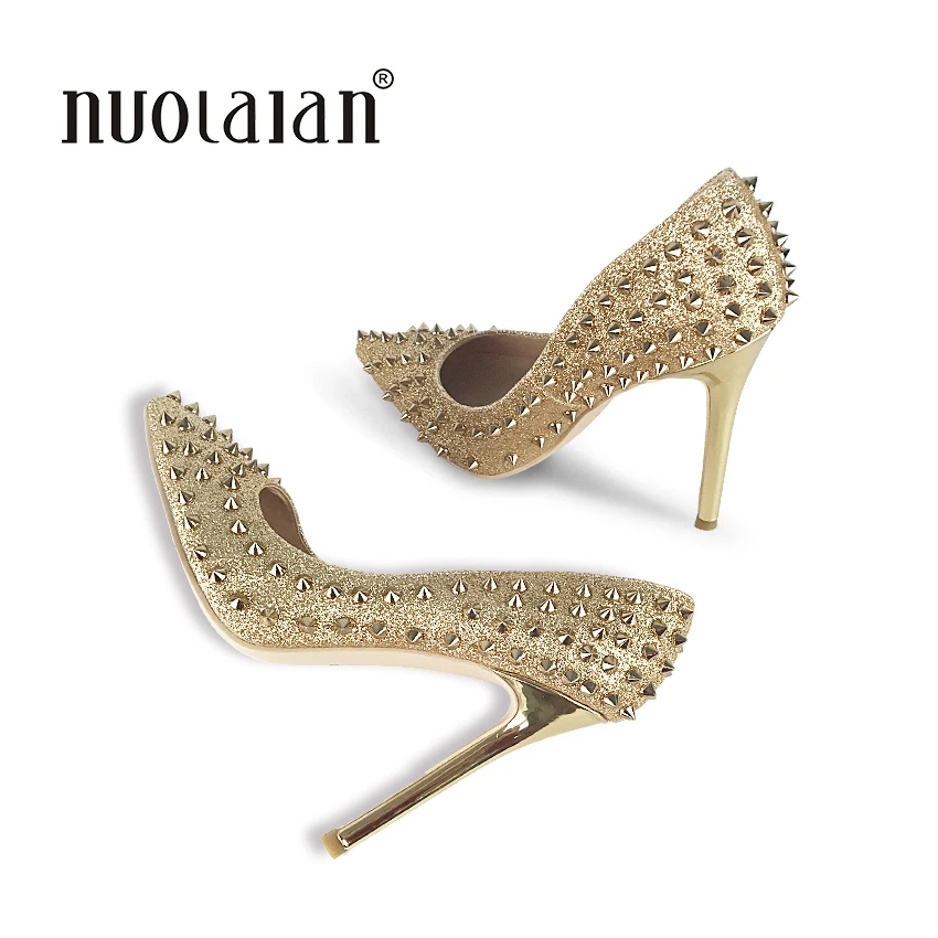 

Brand Women Shoes High Heels Women Pumps Stiletto 12cm Heels Sexy Classic Rivet Women Wedding Shoes Heel Party Heels Women