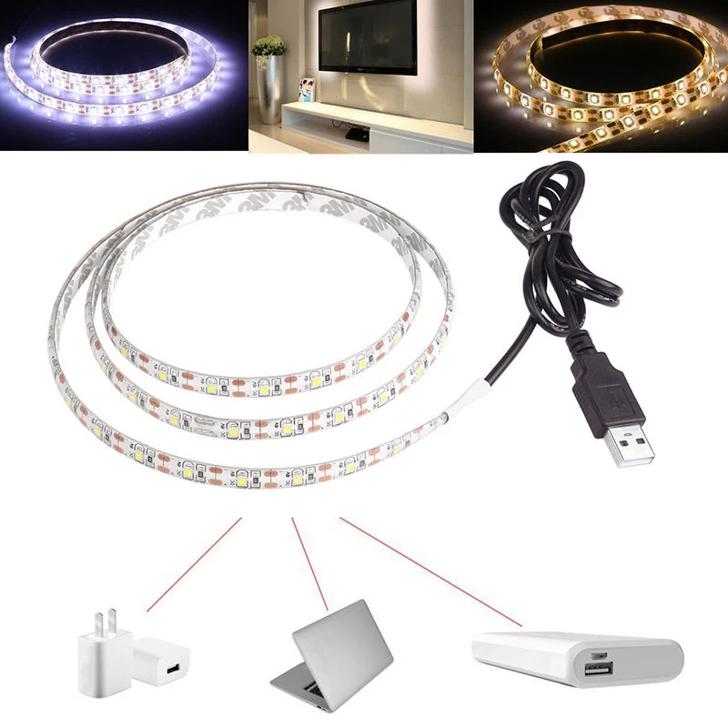 RGB SMD 3528 DC5V USB Светодиодная лента 50 см 1 м 2 3 4 5 клейкая Гибкая световая лампа ТВ