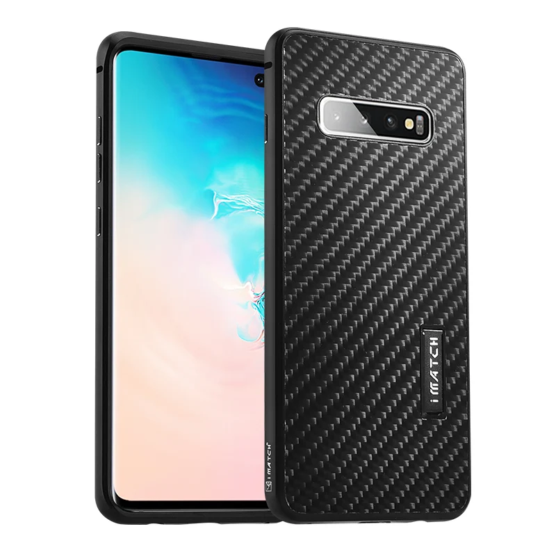 Full Black IMatch чехол из настоящего углеродного волокна, алюминиевый металлический чехол для samsung Galaxy S10/Plus, роскошная полная защита, задняя крышка для samsung S10, чехол - Цвет: Full Black