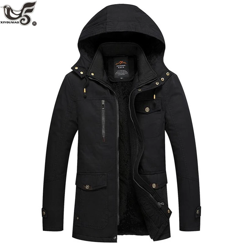 

New Men's Streetwear Casual Parkas coat Washed cotton Winter Jacket Men Hooded Thick Warm Padded Overcoat Man Jaqueta Masculino
