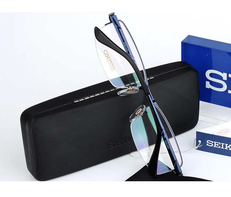 SEIKO Pure Titanium Glass Frame for Men Myopic Nearsighted Minus Glasses Man Half Rimless Optical Spectacles Frames HC1010