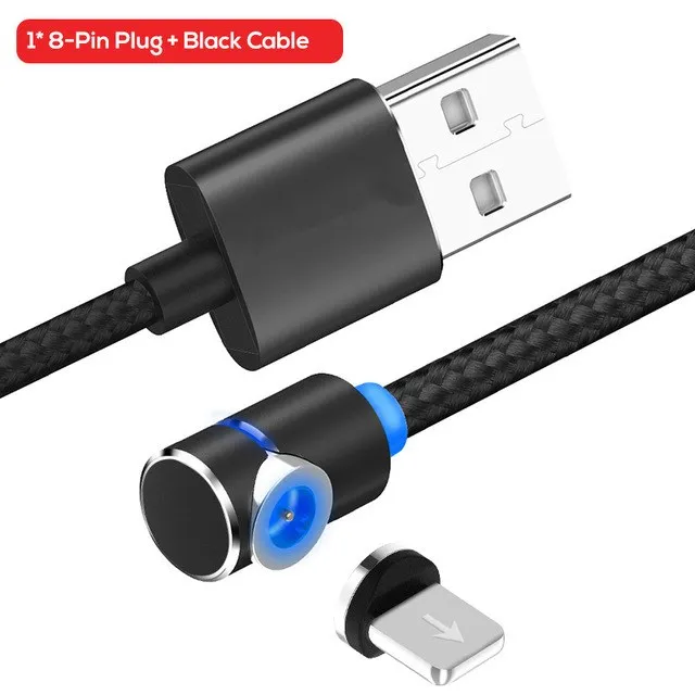 Black Cable IOS Plug 5 шт./упак. L-line Micro USB Магнитный кабель для iPhone X 8 7 6 Plus 8Pin IOS/Micro USB/USB-C Тип C штекер зарядного кабеля Зарядное устройство - Тип штекера: Black Cable IOS Plug