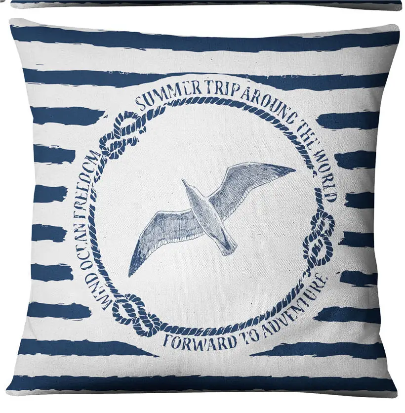 Комплект льняных подушек в американском морском стиле, средиземноморская домашняя тканевая Наволочка на диванную подушку, якорь, морская домашняя подушка