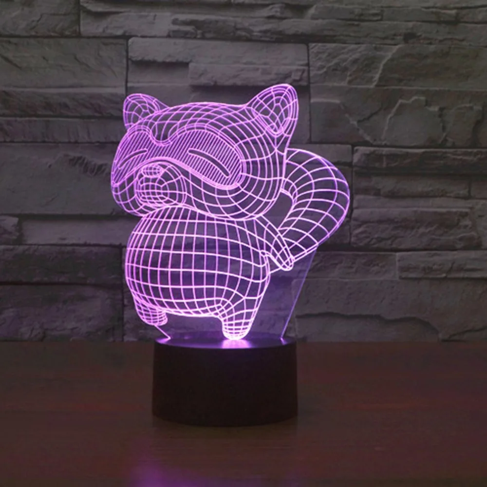 Енот творческий 3D светодио дный красочные led Vision подарок атмосфера настольная