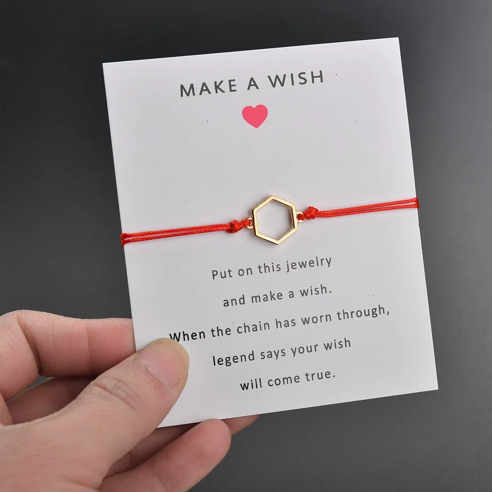 Женский Регулируемый браслет Make A Wish card романтичный 7 видов цветов с шестигранной