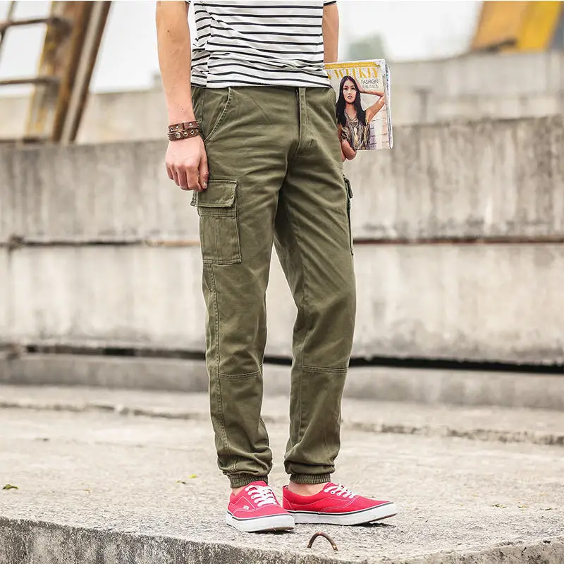 

New mens fashion Camouflage army khaki cotton skinny cargo joggers pants military style pants sizeM-3XL m225