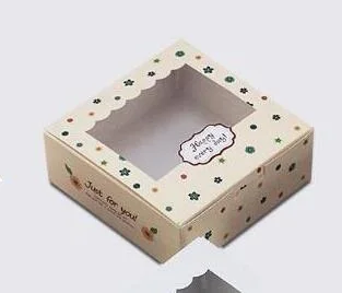 20 шт./лот, 13,5x13,5x5 см крафт-бумаги коробка для печенья коробка с пластиковым отверстием торт пирог Коробки Mulit узор свадебные сувенирные коробки для вечерние гостя - Цвет: Flower