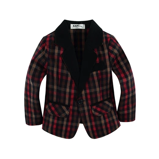 Red plaid Новинка г., тканый хлопковый блейзер для маленьких мальчиков с милой клетчатой тканью красного цвета - Цвет: Red plaid
