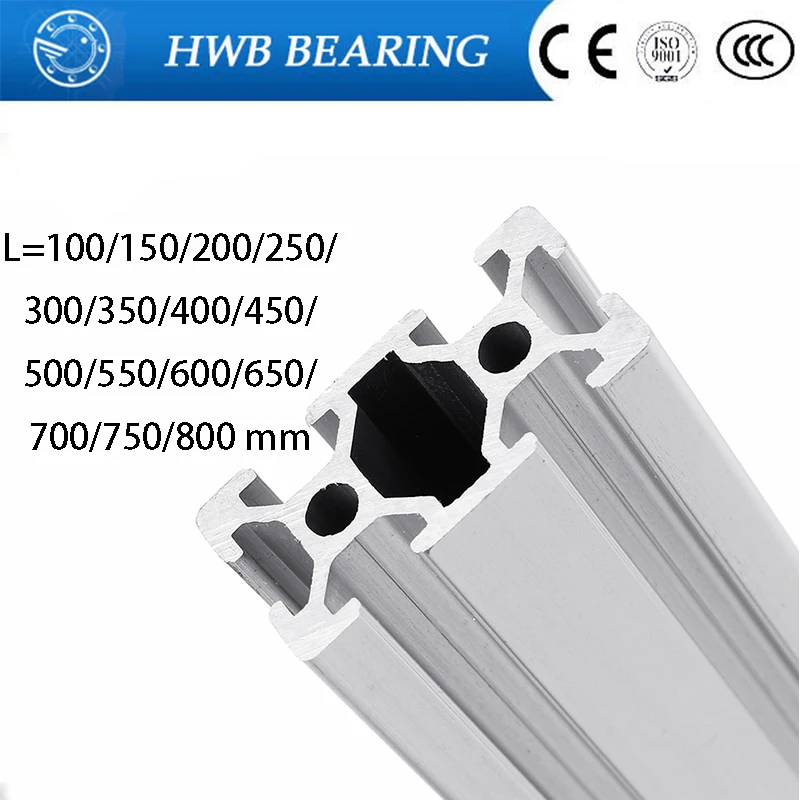 3D Printer Parts 2040 L=100~800 mm Aluminum Profile European Standard Anodized Linear Rail Extrusion |