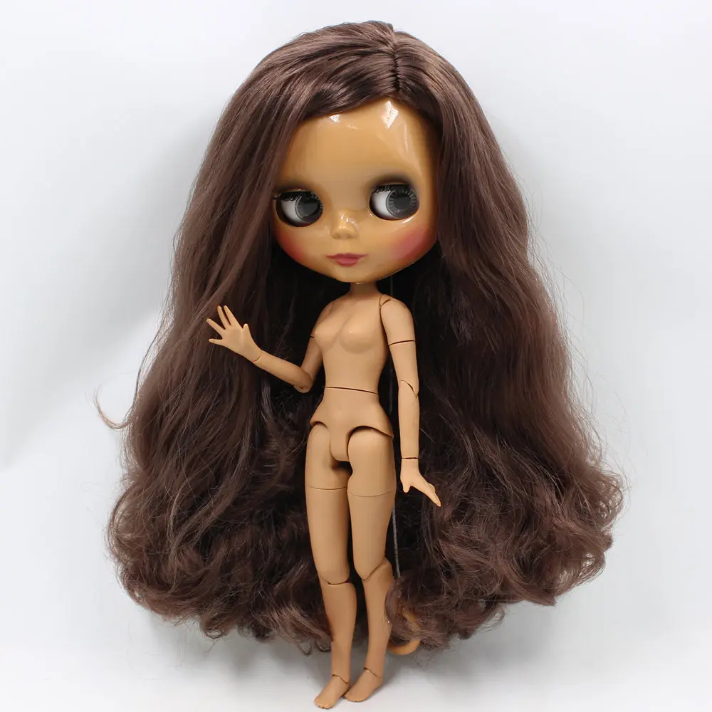 Ледяной DBS Blyth кукольные нет. BL0222 Brwon вьющиеся волосы шарнирное тело шоколад кожи
