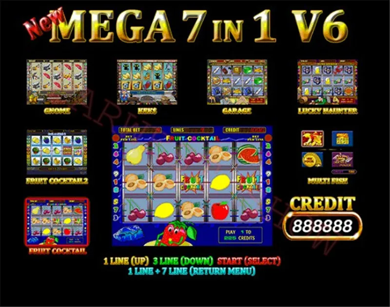 V6 Мега 7 в 1(40-96%) PCB Crazy Monkey фруктовый коктейль гараж Lucky Haunter обитель рок для монет игровой автомат - Цвет: V6