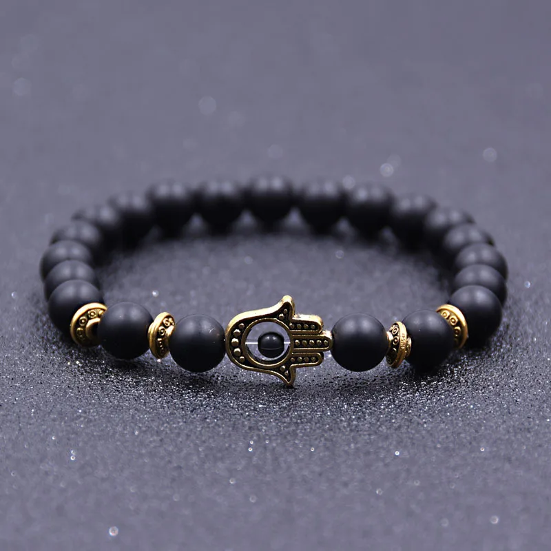 Модный 8 мм позолоченный серебряный браслет с головой совы натуральным черным