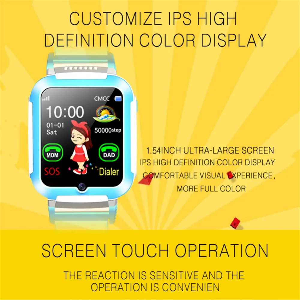 Brand New E7 Children Smart Watch AGPS LBS Location Waterproof Kids Baby Smartwatch Touch Screen Wristwatch for iOS Android | Электроника