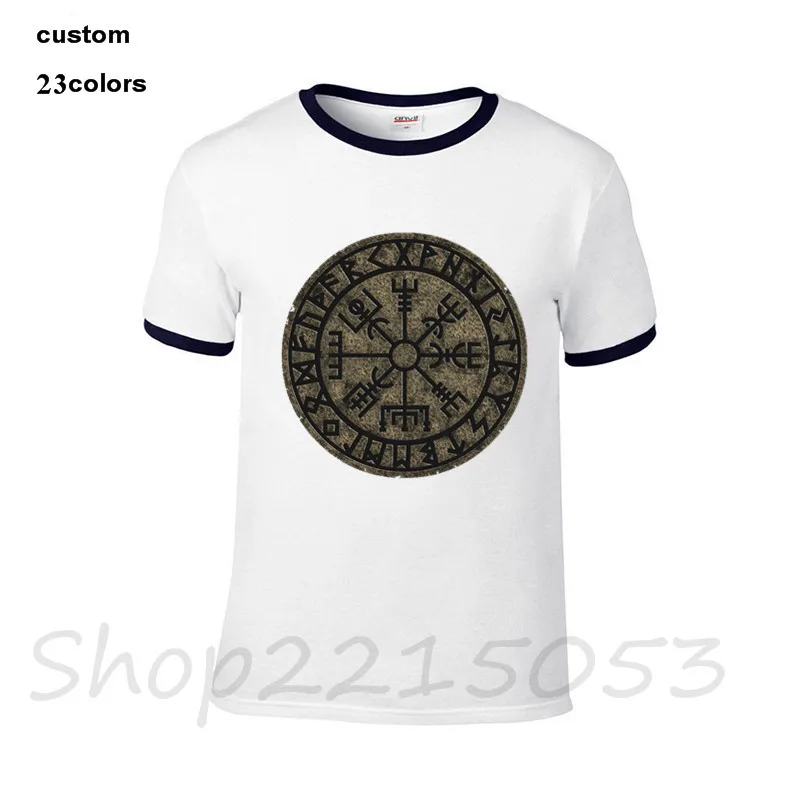 2018 винтажные VEGVISIR futark Runes исландские Волшебные защитные Odin Vikings Мужские футболки