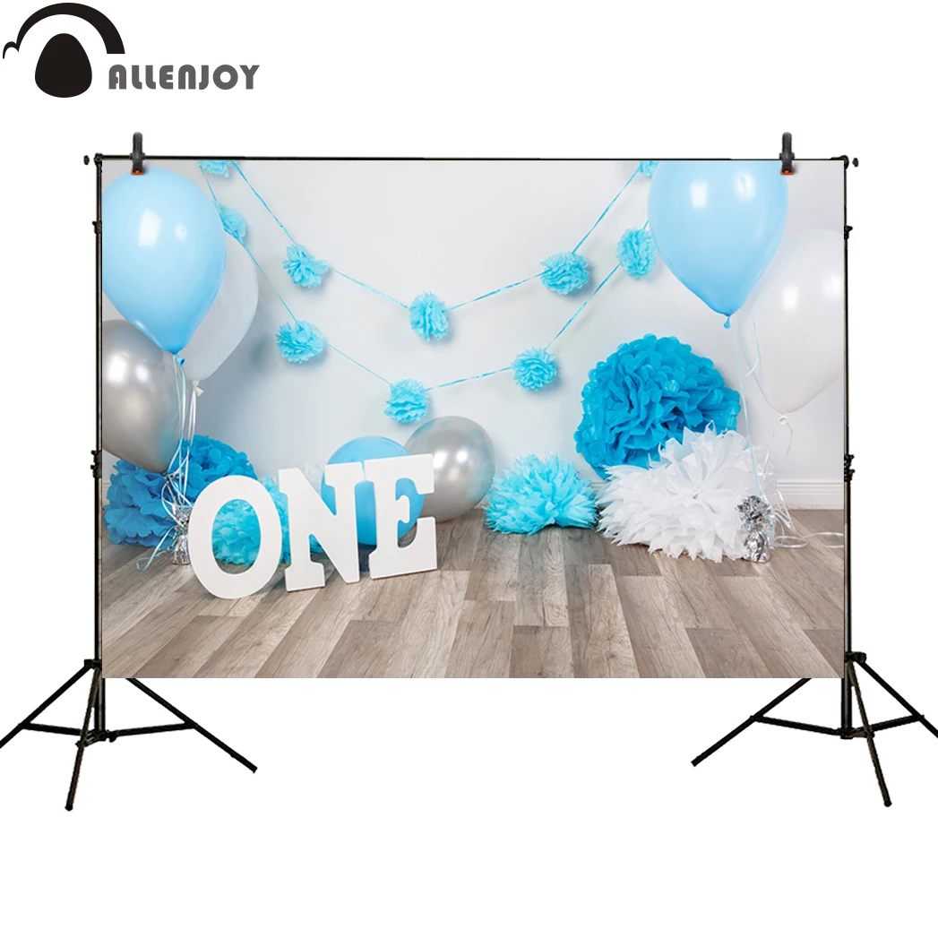 Allenjoy фон для фотосъемки синие шары День рождения один год дерево вечерние фоны