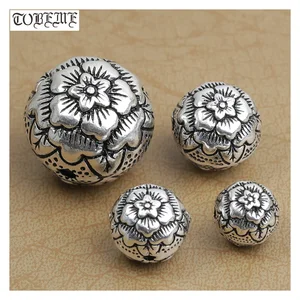 100% серебряные бусины в форме цветка из стерлингового серебра 925 пробы, аксессуары для ювелирных изделий, бусины для браслета