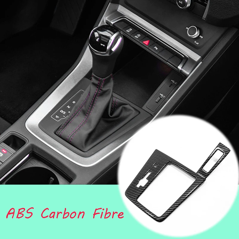 

ABS Matte/Carbon fibre For Audi Q3 2019 2020 Accessories LHD Car gear shift knob frame panel Decoration Cover Trims Car Styling