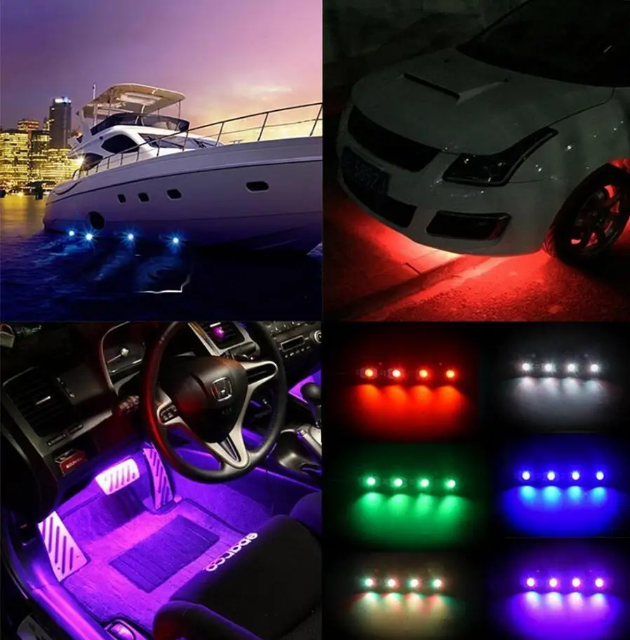 Бесплатная доставка набор 4х Pod RGB светодиодные горные фонари беспроводной Bluetooth