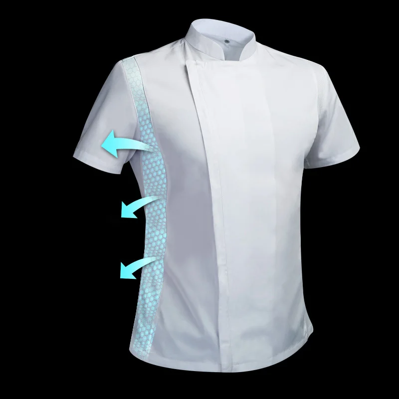 Summer chef costume cook jacket male chef's white shirt Restaurant Uniform Barber Shop Workwear Overalls