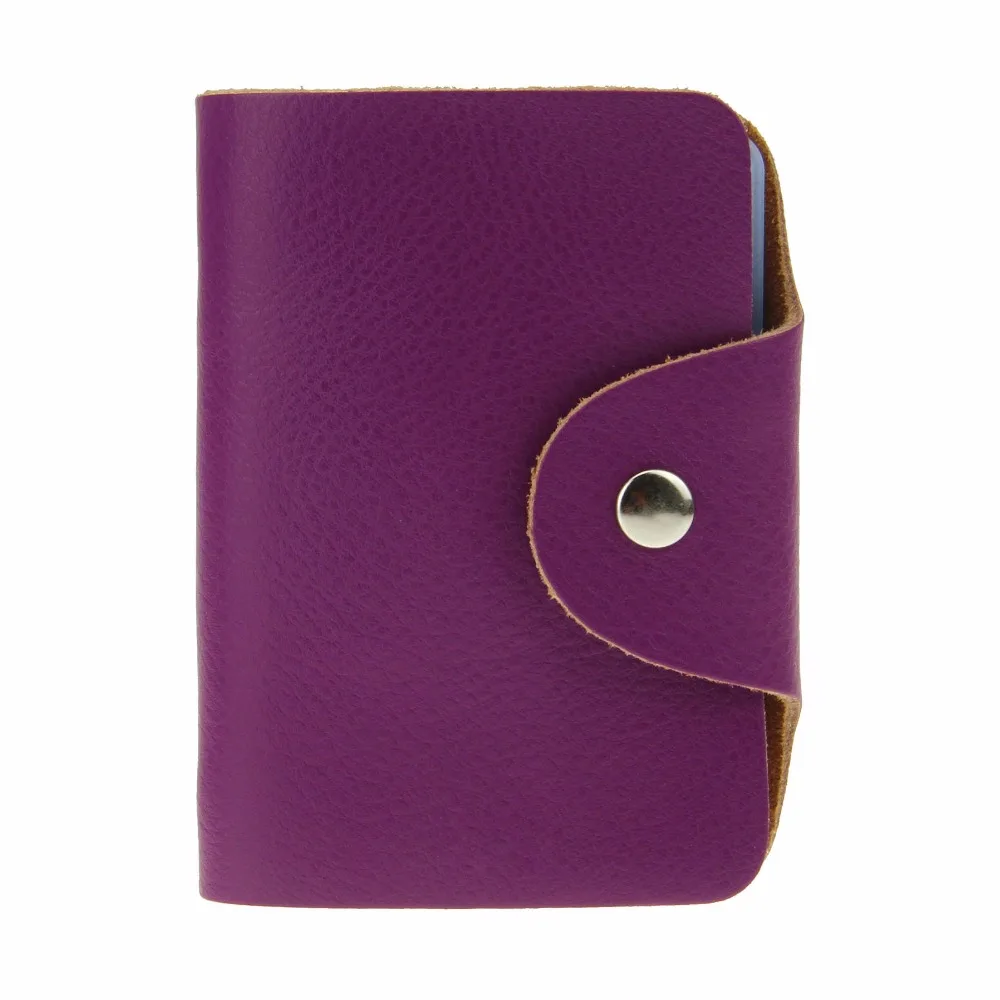 Small Portable Soft Genuine Leather Credit Business ID Card Holder Case Purse Solid Color Pocket Wallet Pouch Organizer 26 Slots |