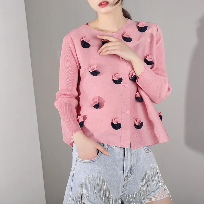 Женская плиссированная футболка LANMREM большого размера с длинным рукавом и