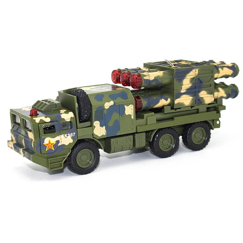

Hot sale 1:32 long-range missile military car alloy model,simulation die-cast sound and light pull back model,free shipping
