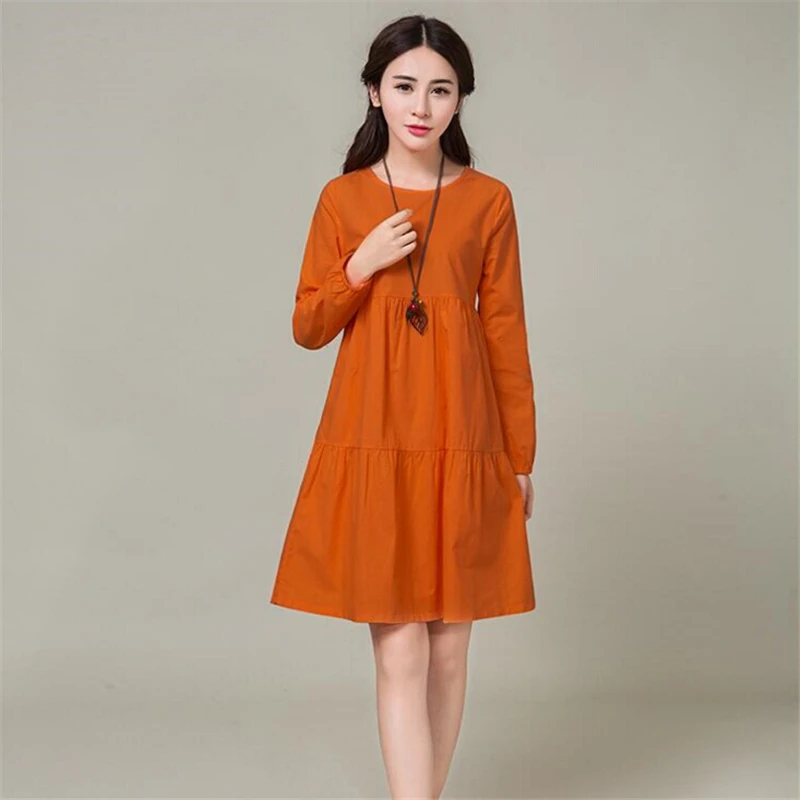 Осень-зима длинные блузы 2016 женское платье с длинным рукавом однотонные