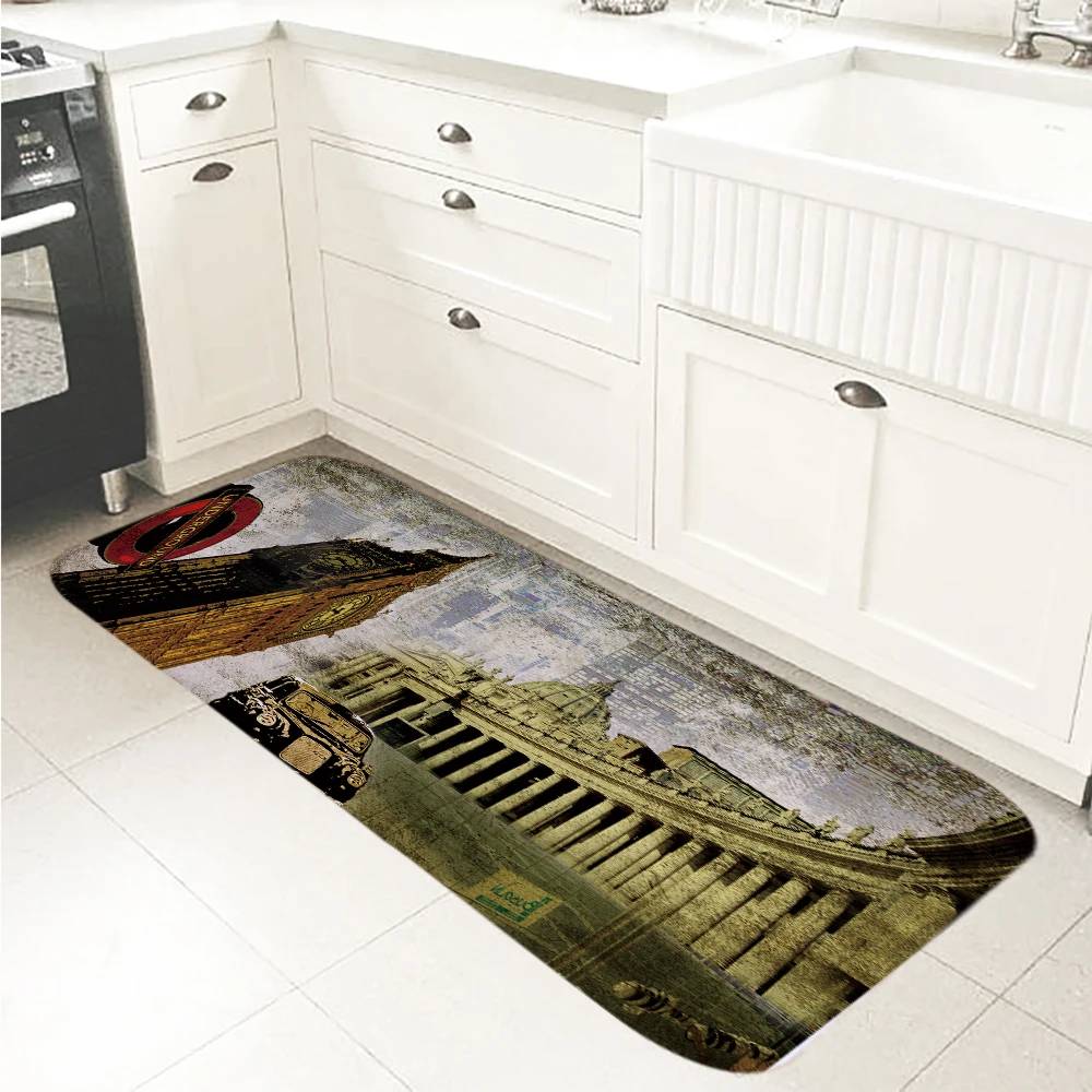 

FOKUSENT World Famous Architecture Paris Tower Triumphal Arch Soft Flannel Doormat Floor Mat Carpet Tapete 60x180CM Yoga Mats