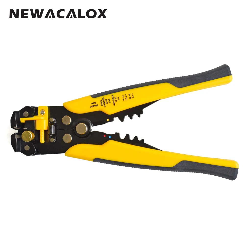 yellow NEWACALOX саморегулирующийся инструмент для зачистки проводов, обжимной инструмент для зачистки, многофункциональный автоматический инструмент для зачистки проводов - Цвет: yellow