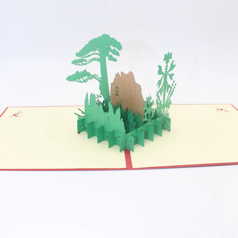 3D Laser Cut Handmade Chinese The Pine Greeting Guests of Mount Huang Paper Cards PostCard Business Souvenirs Gift | Дом и сад