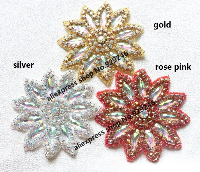 1 шт. круглая Цветочная Хрустальная Золотая розовая аппликация с плоской спинкой