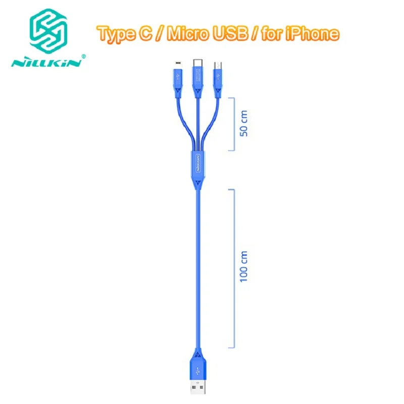 USB Кабель NILLKIN 3 в 1 для телефона зарядный кабель Micro Type C iPhone кабель|Кабели