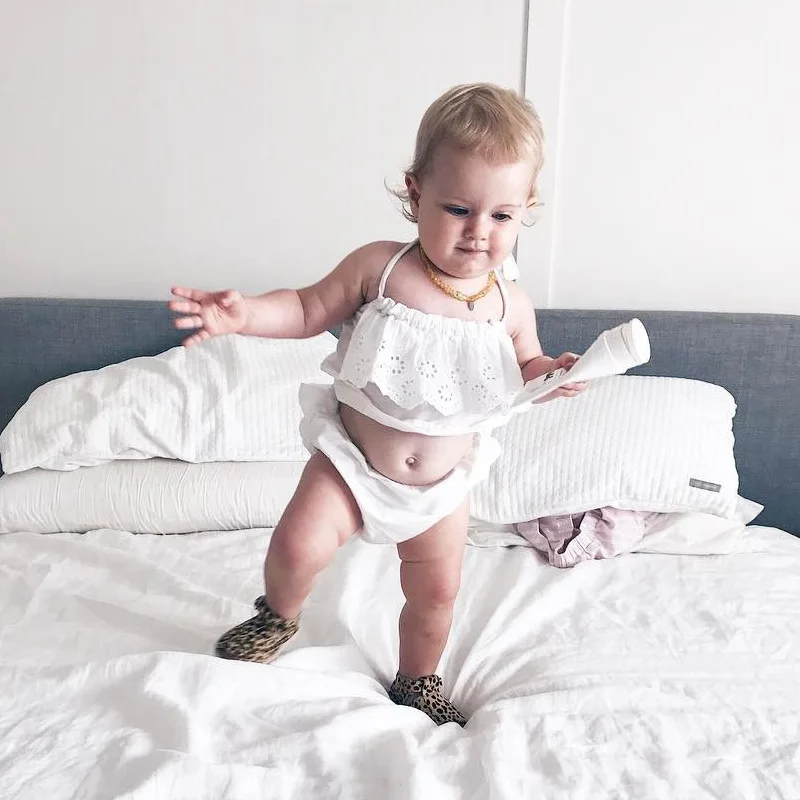 70-105cm Height Babygirls Summer Clothing Set Fashion Lace Collar White T-shirts+bodysuit Little Girls Sun-top+short Wear | Детская