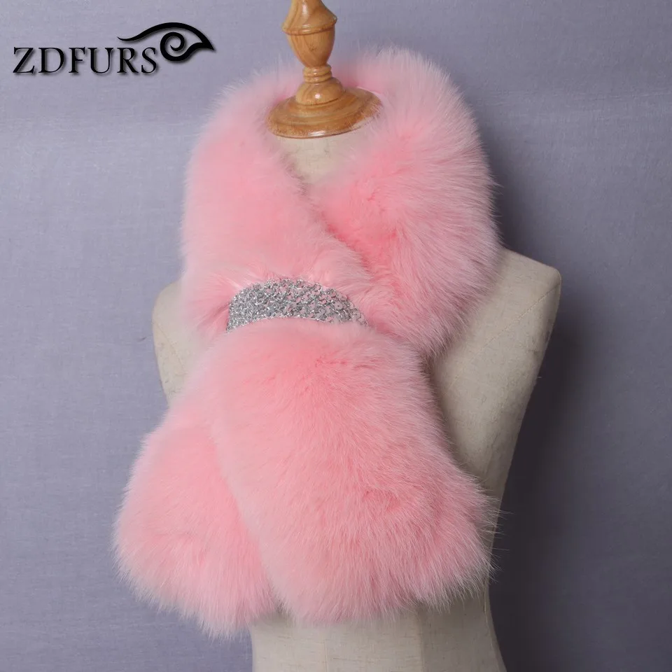 ZDFURS* Зимний натуральный Лисий мех шаль модный воротник длинный меховой шарф женский лисий мех кольцо украшение пальто меховой воротник