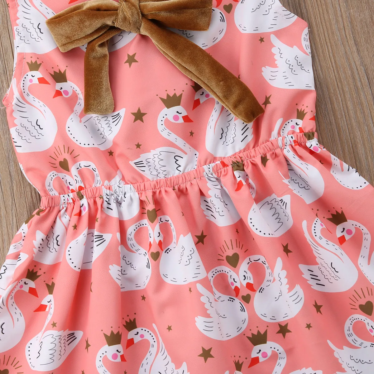 NOVEL fashion summer printing New Kid Baby Girl Toddler Princess Bow Floral Swan Pageant Party Tutu Cute Dress wild lovely CH | Детская