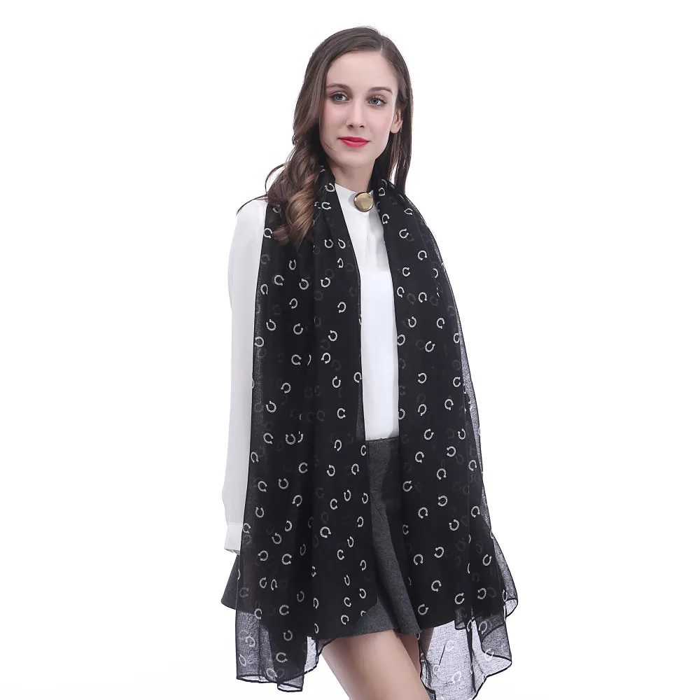 10pcs/lot Horseshoe Horse Print Women's Large Scarf Shawl Wrap Soft Lightweight for All Seasons | Wraps