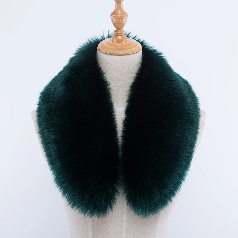 dark green Новинка, зимнее пуховое пальто с воротником из искусственного меха, куртка с воротником из меха енота, меховой шарф, мягкий шарф из искусственного меха кролика - Цвет: dark green