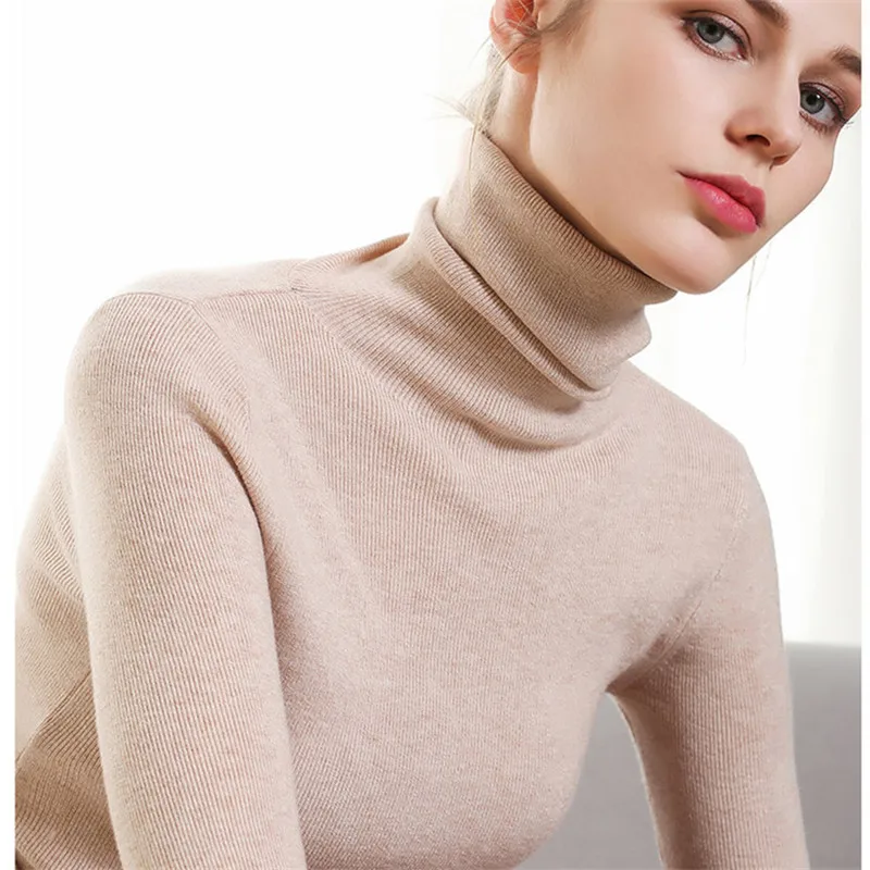 Casual Turtleneck Slim Knitted Sweater Pullover Women Autumn Winter Fashion Solid Pull Femme Jumpers Long Sleeve Sueter Mujer | Женская
