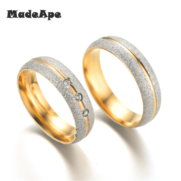 MadApe новые полые кольца для пар золотого цвета из нержавеющей стали обручальное